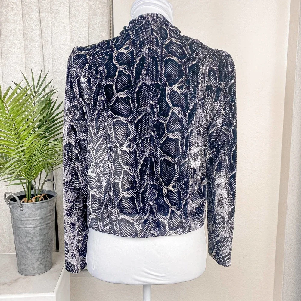 Rebecca Taylor Jacket Jackets Coats Bomber Jacket Silk Velvet Snakeskin - Picture 10 of 13